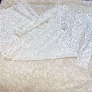 Long white swim wear cover up splits on each side